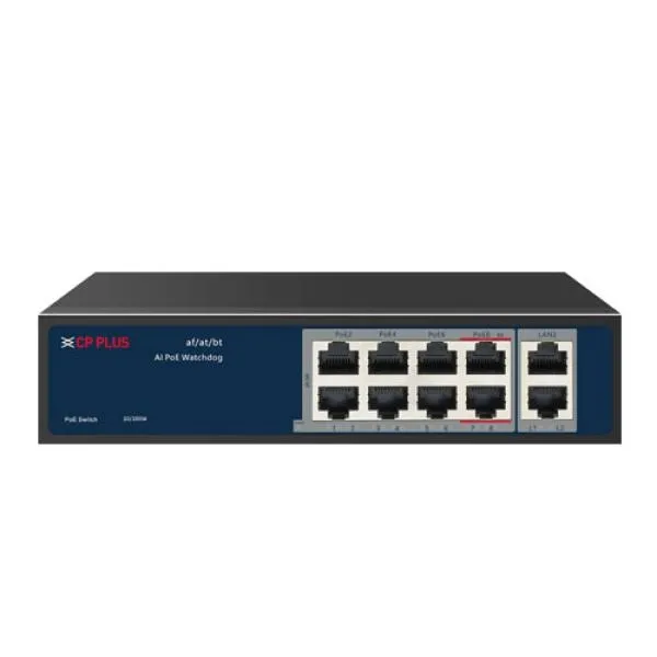 CP Plus CPANW HPU8H2N12 8 Port POE Plus 2 Uplink Port PoE Switch price in Chennai, tamilnadu, kerala, bangalore